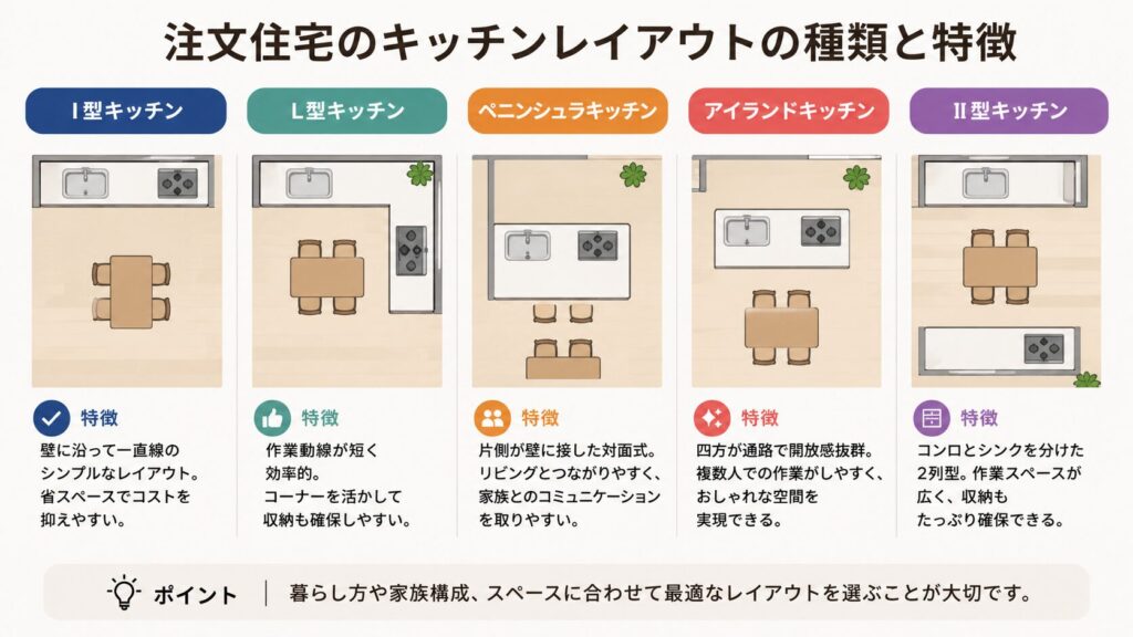 注文住宅のキッチンレイアウトの種類と特徴