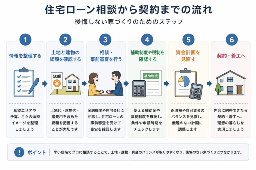 住宅ローン相談から契約までの流れ｜後悔しない家づくりのためのステップ