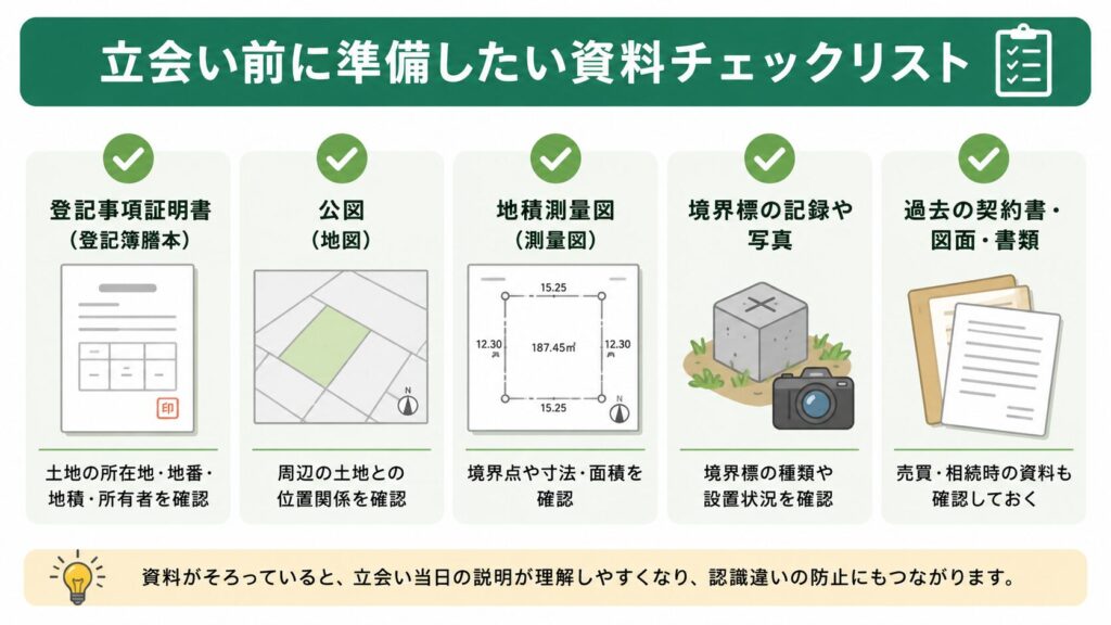 立会い前に準備したい資料チェックリスト