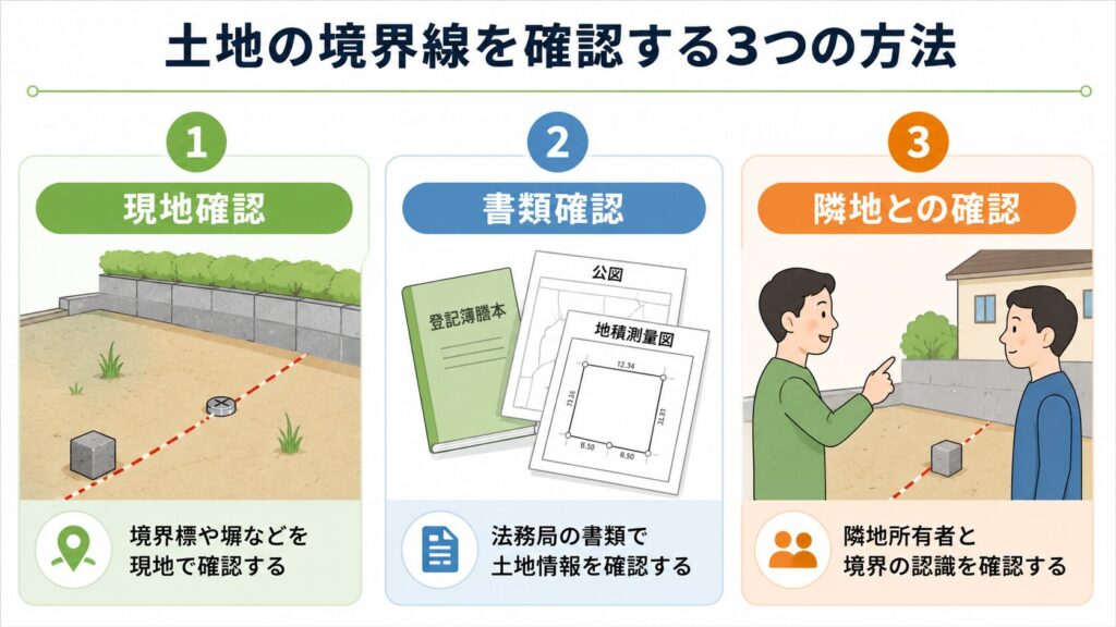土地の境界線を確認する3つの方法